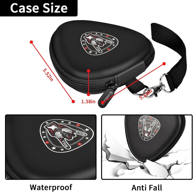 Comecase Guitar Picks Holder Case for Acoustic Electric Guitar Holds Over 39 Packs, Variety Pack Bass Picks Storage Pouch Organizer, Guitar Plectrums Bag with Mesh Pocket for Other Accessories -Jet Black - Image 5